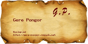 Gere Pongor névjegykártya